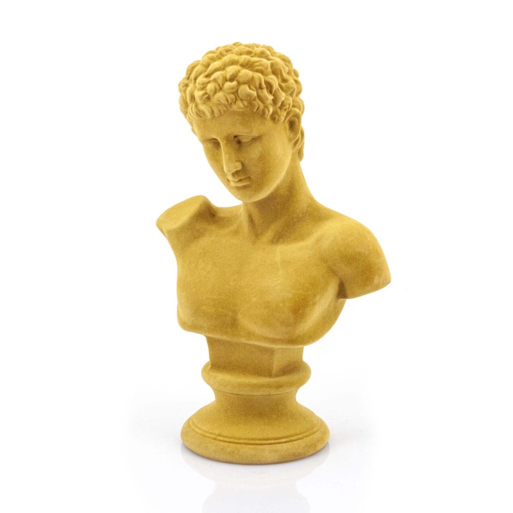 Adam koriste keltainen BY-BOO, samettipäällysteinen miehen torso pöytäkoriste
