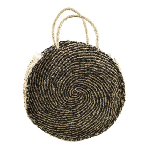 Boho shopper, pyöreä muoto, meriheinä, maanläheinen tyyli, rannalle tai sisustukseen
