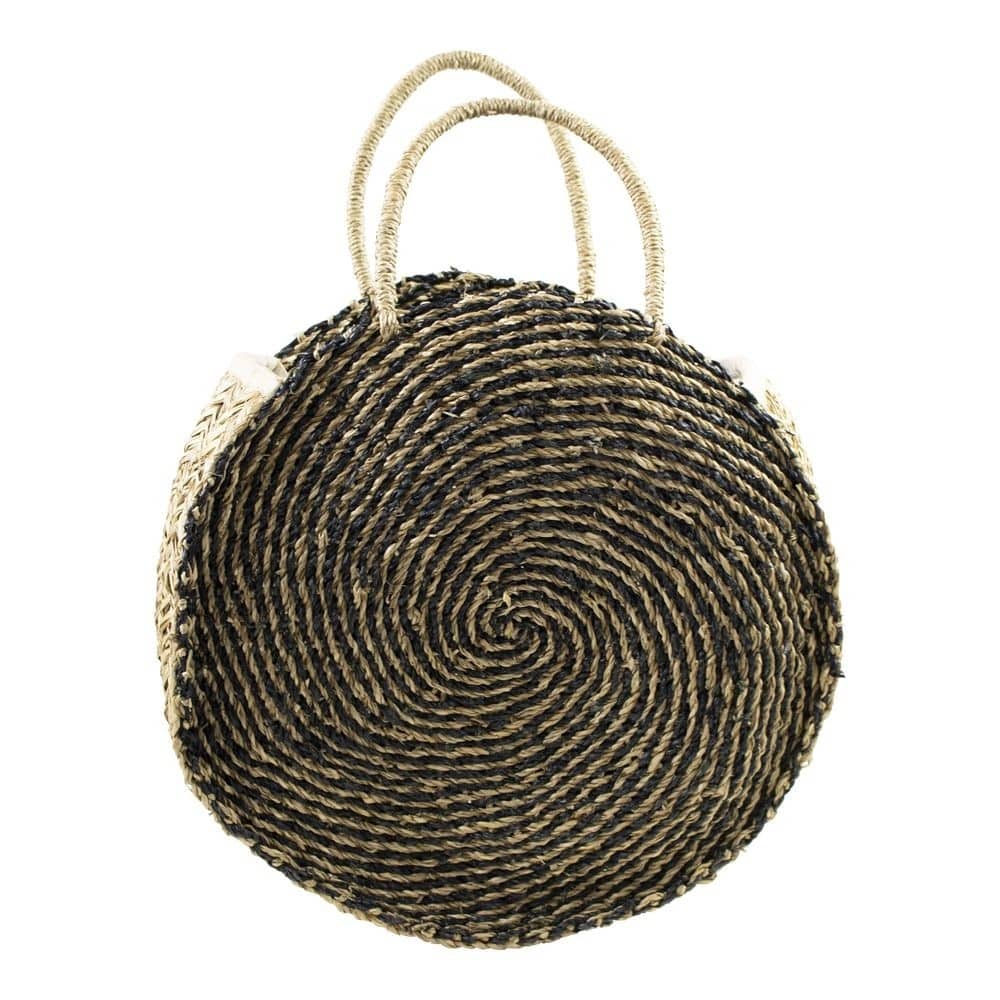 Boho shopper, pyöreä muoto, meriheinä, maanläheinen tyyli, rannalle tai sisustukseen