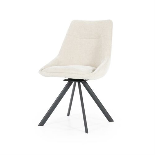 Bliss pyörivä ruokapöydän tuoli, beige kangas, mustat metallijalat, BY-BOO