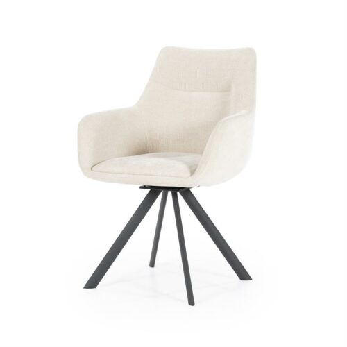Bliss pyörivä ruokapöydän tuoli, beige samettikangas, musta metallirunko, ruokailu- ja toimistokäyttö