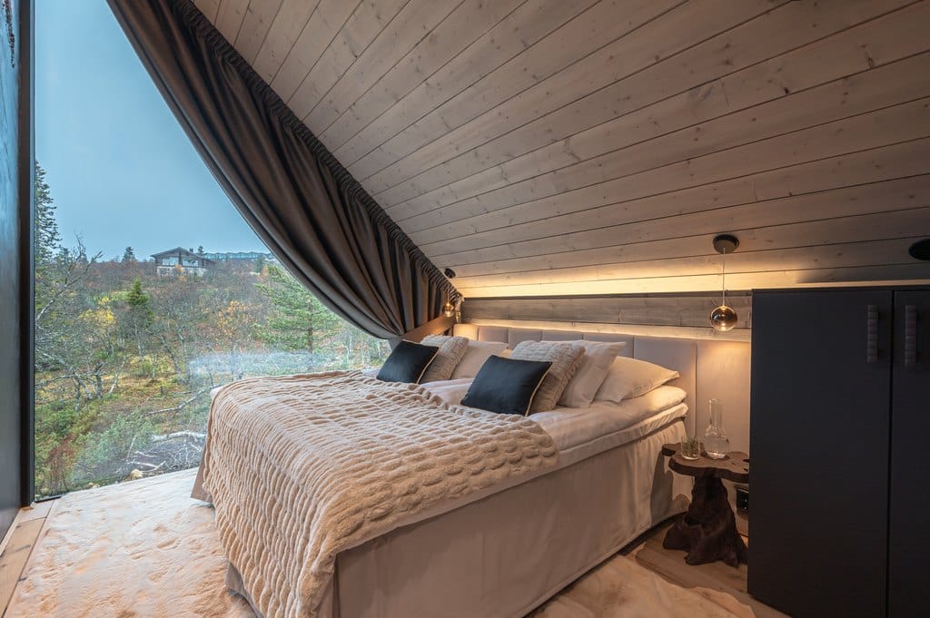 Aura Arctic Chalets Grand Panoramic_makuuhuoneen sisustus