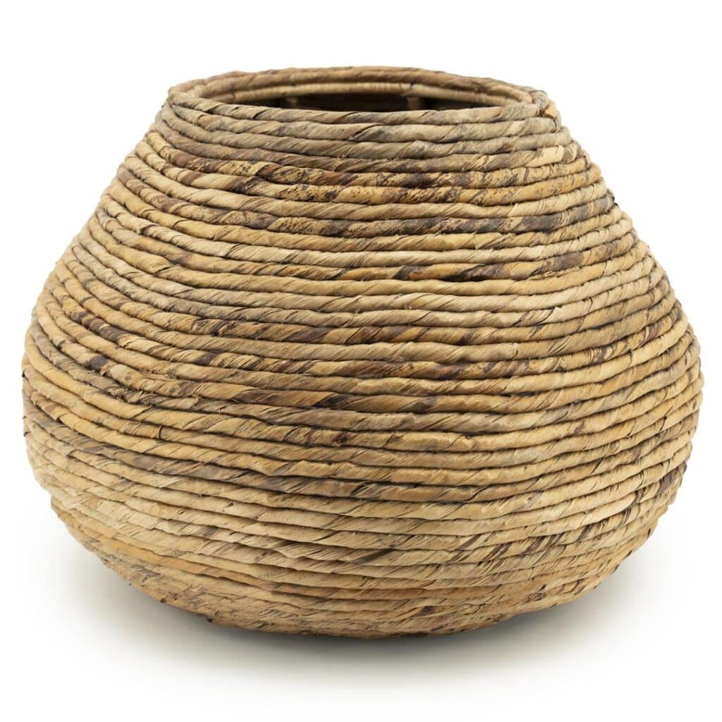 Suuri, käsinpunottu suojaruukku hamppuköydestä, BY-BOO, säilytykseen tai viherkasveille.