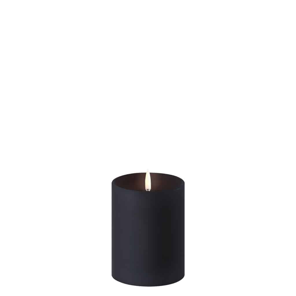 Uyuni led kynttilä, musta, 10 cm korkea, aidon näköinen, vahapinta, olohuoneen koriste