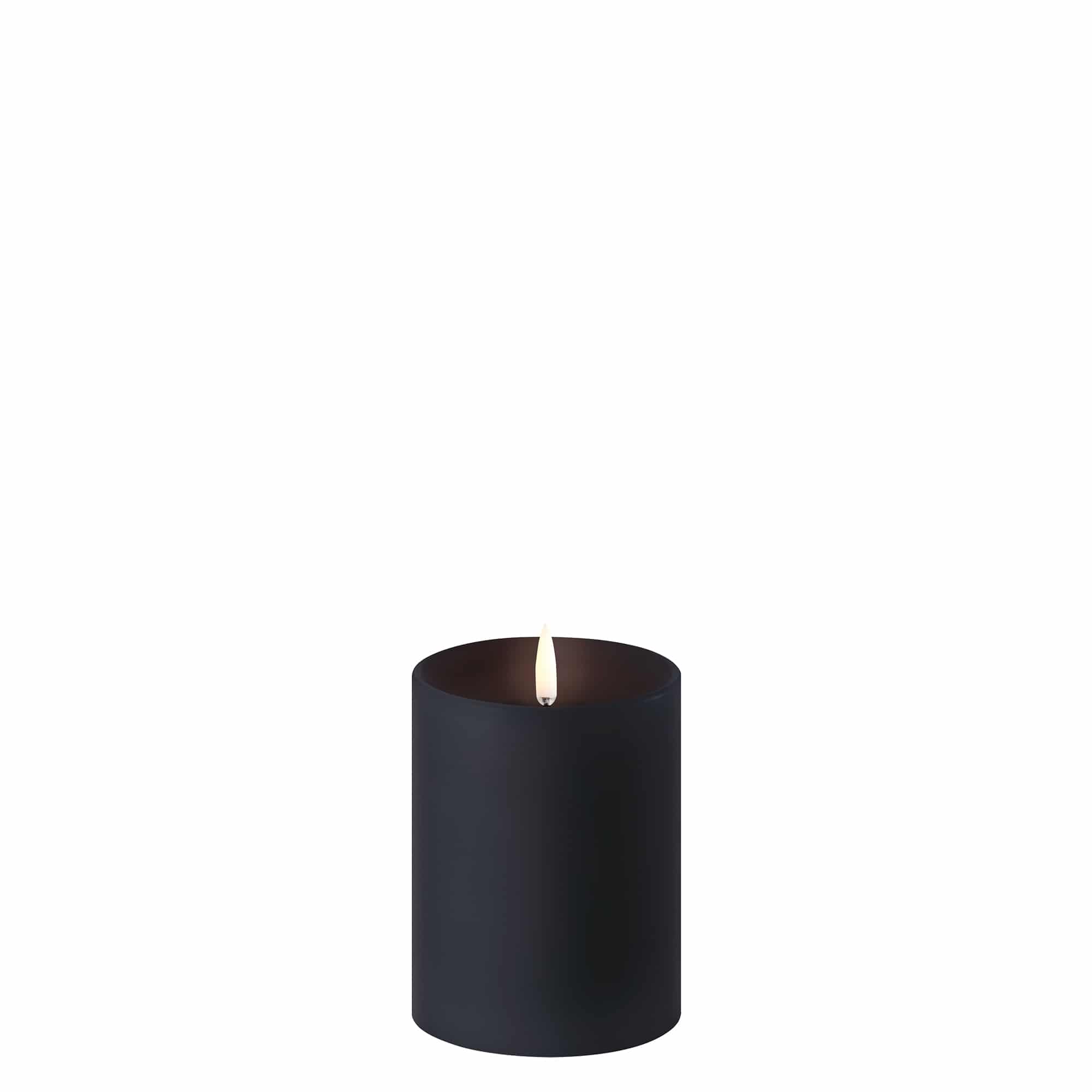 Uyuni led kynttilä, musta, 10 cm korkea, aidon näköinen, vahapinta, olohuoneen koriste
