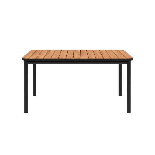 Puinen ruokapöytä Kirra 150x90, tiikkiä, mustat jalat