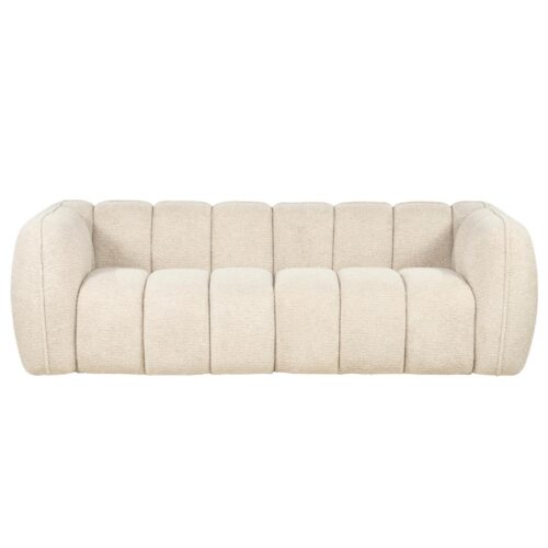 Beige Cubetto-sohva samettiverhoilulla, soveltuu olohuoneeseen, leveys 210 cm, suomalaiseen kotiin.