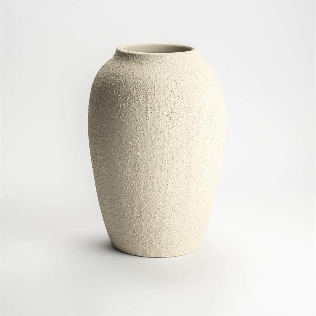 Linjakas saviruukku beige, medium
