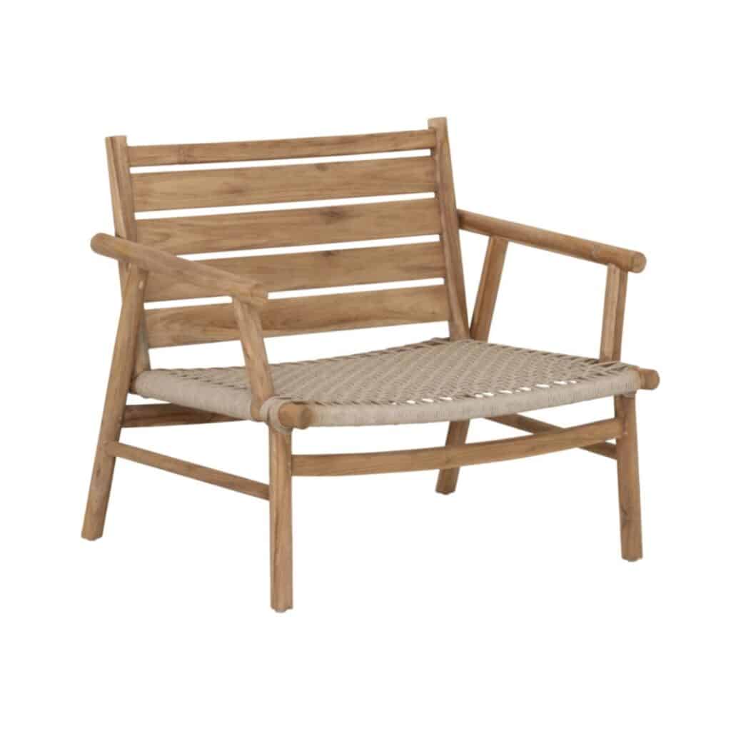 Ono tiikkipuinen nojatuoli, ajaton design, luonnonmateriaalit, sisä- ja ulkokäyttö
