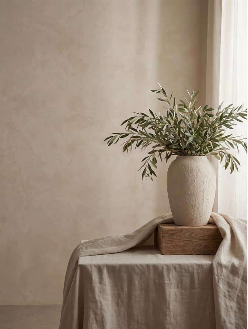 Linjakas saviruukku beige